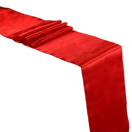 

Farfi Table Runner Long Rectangle Smooth Fabric Machine Washable Solid Color Party Table Runner Wedding Banquet Supplies (Red)