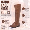 thumbnail image 3 of LOVE STEETLY Women's Knee High Low Heel Riding Boots, Side Zipper Round Toe Faux Leather Casual Comfort Versatile Boot, 3 of 6