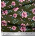 thumbnail image 2 of Soimoi Green Heavy Canvas Fabric Leaves & Chrysanthemum Floral Print Fabric by the Yard 58 Inch Wide, 2 of 3