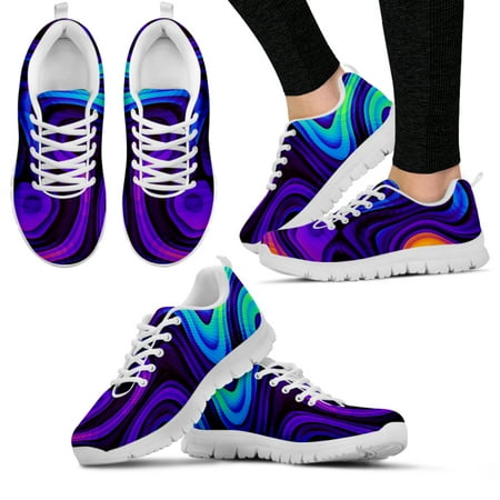 

Colorful Psychedelic Print Shoes Abstract Art Sneakers Black Sole Lace-up Sneakers Summer Lace Up Zapatos Planos