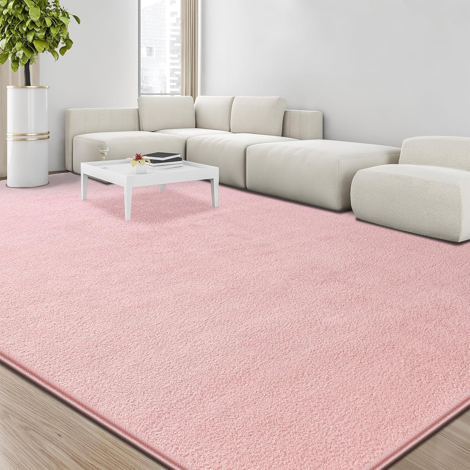 TWINNIS Soft Area Rug Modren Rugs for Living Room Memory-Foam Carpets,Softness Rugs for Bedroom,Pink,6'x9'