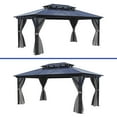 thumbnail image 3 of ModFusion 12' x 16' Outdoor Canopy Gazebo: Black Hardtop Shelter with Double Polycarbonate Roof, Aluminum Frame, and Curtains, 3 of 12