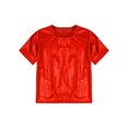 thumbnail image 4 of Hansber Women's Shiny Metallic Short Sleeve T-shirts Jazz Hip Hop Dance Tops for Stage Performance Red L, 4 of 5