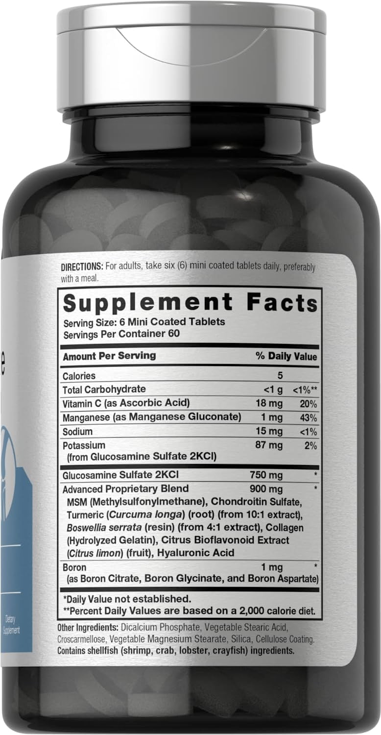 Glucosamine Chondroitin MSM Plus Turmeric | 360 Mini Coated Tablets | by Horbaach