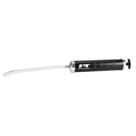 Performance Tool W54220 Professional Zinc Tip Suction Pump for Vehicle Engine Oils and Lubricants, 1 Pint Capacity, 12 in. Flexible Hose - Black