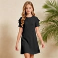 thumbnail image 4 of vigerkar Robes d'Été pour Filles T-Shirt Décontracté Col Ras du Cou Manches Pétales Robe de Vacances (Noir, 7-8 Ans), 4 of 8