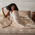 thumbnail image 2 of MR&HM Satin Comforter Set 7 Pieces Queen Size - Luxurious Pinch Pleat Bed in a Bag with Satin Comforter, Satin Sheets, Satin Pillowcases & Shams, Silky Soft Bedding Set for All Seasons (Champagne), 2 of 7