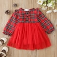 thumbnail image 3 of Girls Dresses Christmas Dresses Ruffle Red Plaid Mesh Tulle Dress Xmas Outfits Fall Winter Princess Dress Flower Girl Dress,Size 7 Years-8 Years, 3 of 4