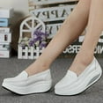 thumbnail image 3 of Women Comfortable Wedge White Breathable Sneakers Leather Thick Bottom Slope Muffin Women's Single Shoes Sneakers SPP, 3 of 10