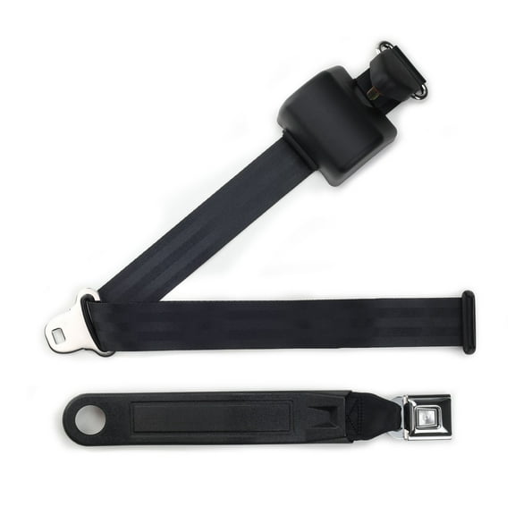 RetroBelt Black Push Button 3-Point Shoulder Safety Seat Belt - Bucket Seat