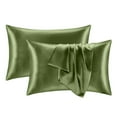 thumbnail image 2 of Cooling Satin Pillowcase Set of 2 Luxury Ice Silk Bedding for Hair and Skin Soft Breathable Washed Faux Silk Pillow Covers with Envelope Closure 20x26 Inch Army Green, 2 of 8