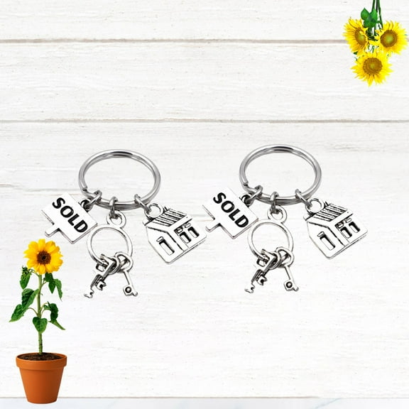 Toddmomy House Charm Keychain 1Pcs Silver Zinc Alloy Our First Home Keyring Friends Family Colleague Present