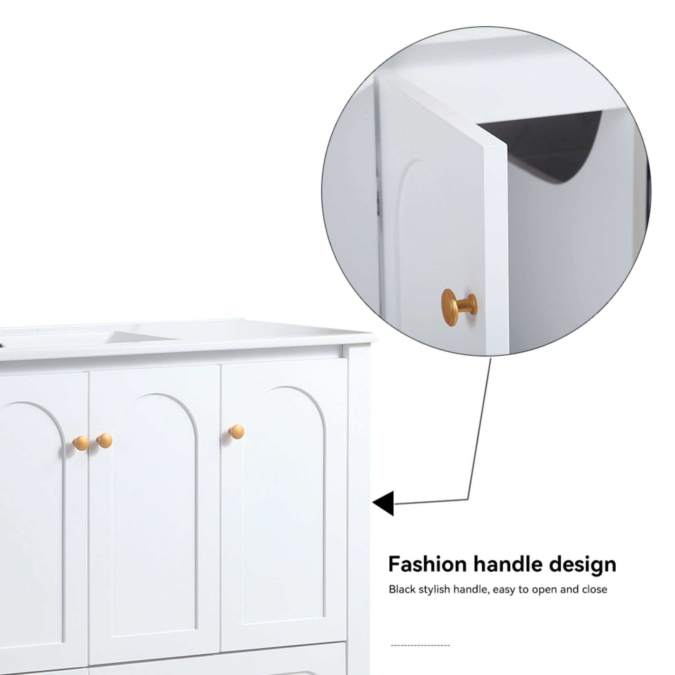 48"Bathroom Vanity, Bathroom Storage Cabinet with 4 Soft close doors and 2 drawers, Freestanding Bathroom Vanities with Sink, White