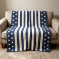 thumbnail image 2 of Americana summer Knitted Throw Blanket, USA American Flag Oversize Throw, Patriotic Striped Flannel Throw Blanket,Soft Lightweight Summer Sleeping Blanket, Red White Blue Couch Bed Blanket, 51" x 71", 2 of 7