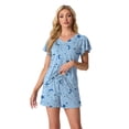 thumbnail image 5 of MINTREUS Women's Knit Pajamas Set Ruffle Sleeves Sleepwear Casual 2 Piece Pjs Soft Loungewear with Pockets, 5 of 5