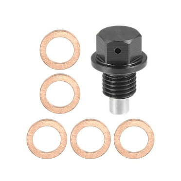 Unique Bargains 1 Set M12x1.5 Oil Drain Plug Magnetic Aluminum Oil Drain Bolt with 5 Washer for Car Motorcycle Black