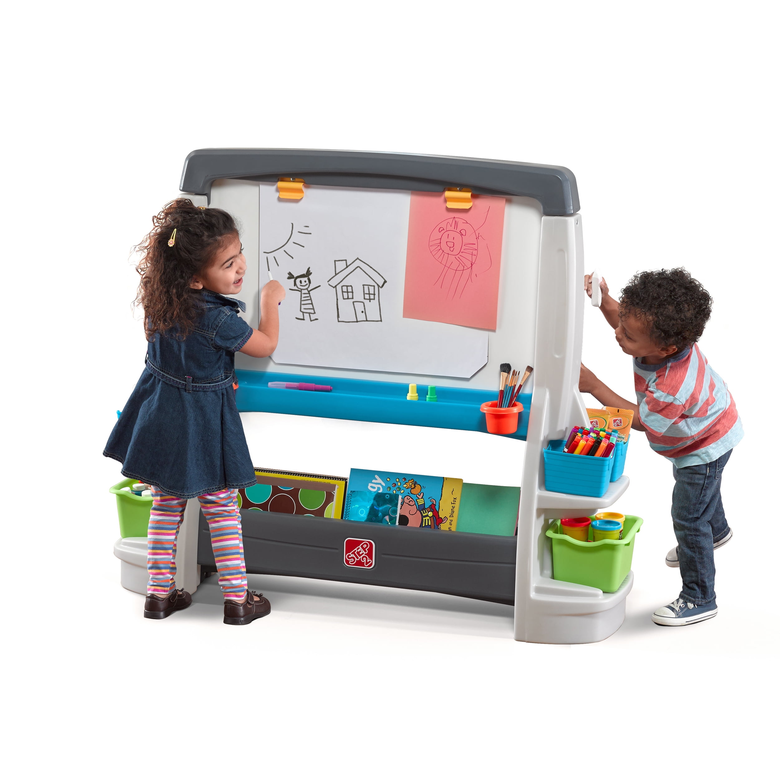 Step2 Jumbo Art Easel Double-Sided Plastic Toddler Chalkboard and Whiteboard