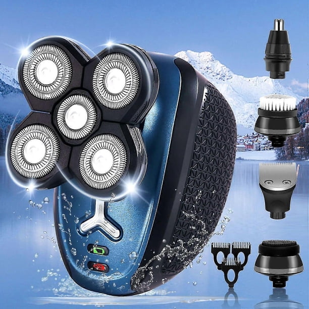 Bald Head Electric Shaver Cordless Men's Shaver 5 in 1 Waterproof and Dry for Men 5 Head Electric Shaver for Head Shaving