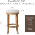 thumbnail image 2 of Maven Lane Eva 31 Inch Tall Bar Height Rotating Backless Barstool in Weathered Oak Finish with Sand Color Fabric Upholstered Seat, Set of 3, 2 of 8