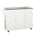TMS Extra Large Kitchen Cart with Stainless Steel Top, White Finish