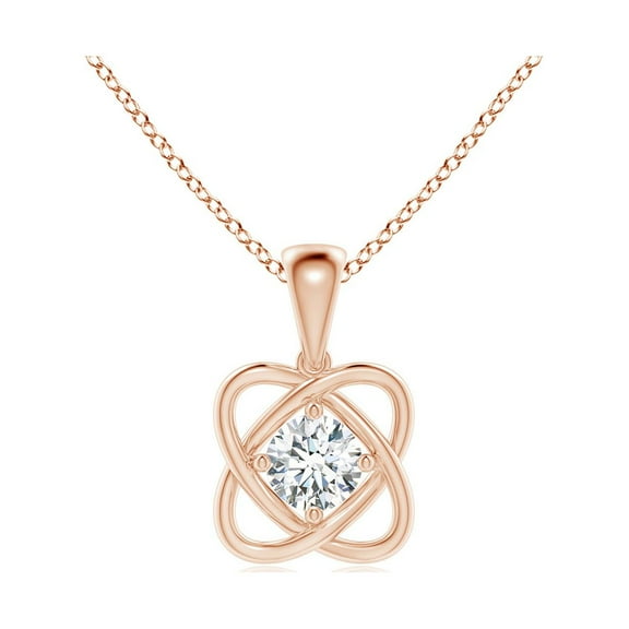 ANGARA Natural Diamond Love Knot Pendant in 14K Rose Gold for Women (Size-4.1mm | Color-G | Clarity-VS2) | April Birthstone, Birthday, Anniversary, Jewelry Gift for Women | Natural Diamond Necklace
