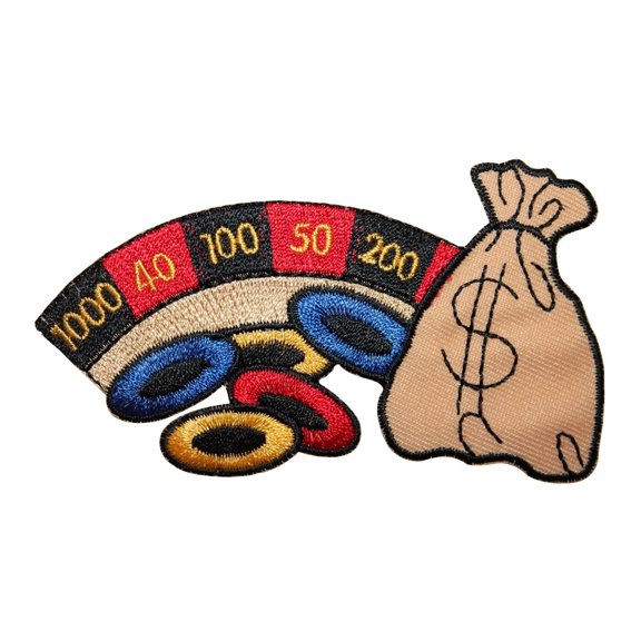 ID 8573 Casino Gambling Wheel Patch Chip Money Bag Embroidered Iron On Applique