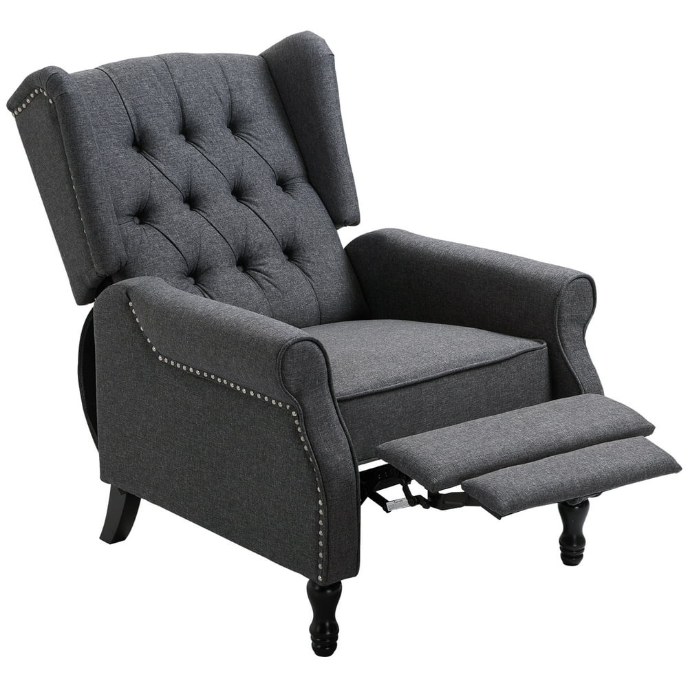 HOMCOM Arm Chair Recliner, Tufted Fabric Accent Manual Reclining Sofa