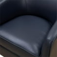 thumbnail image 3 of Pemberly Row Midnight Blue Top Grain Leather Wood Base Swivel Barrel Chair, 3 of 9