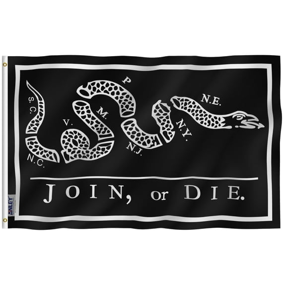 Anley 3x5 Foot Black Join Or Die Flag - Rattlesnake Flags Polyester