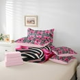 thumbnail image 3 of Manfei Cute Bowtie Bowknot Bedding Comforter Set 7 Pieces,Zoo Animal Zebra Queen Bedding Sets,Pink Bow Queen Sheet Sets,Breathable Bedroom Decoration Reversible, 3 of 5