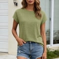 thumbnail image 2 of CUSTG Women's T-Shirts Summer Short Sleeved T Shirt Solid Color Tops Trendy O-Neck Tee, 2 of 5