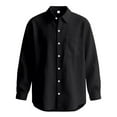 thumbnail image 6 of Men's Linen Shirt Long Sleeve Button Down Casual Lightweight Shirts Stylish Solid Color Loose Blouses with Pocket (S, Black), 6 of 7