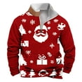 thumbnail image 2 of DODADAWANJ Christmas Stand Collar Sweatshirt for Men Quarter Zip Santa Claus Print Casual Hoodie Big and Tall Pullover for Vacation Daily M, 2 of 4