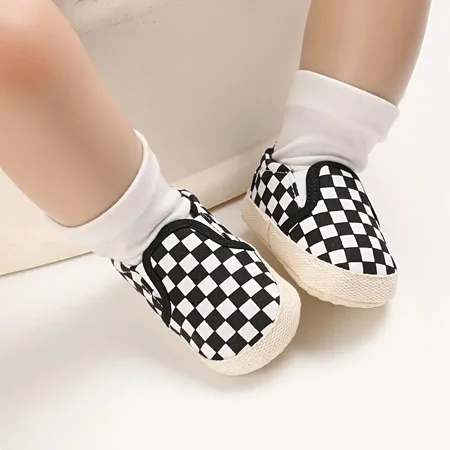 

Toddler Baby Boy Black And White Striped Skate Shoes