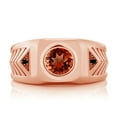 thumbnail image 2 of Gem Stone King 1.63 Ct Round Red Garnet Black Diamond 18K Rose Gold Plated Silver Men's Ring, 2 of 5
