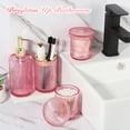 thumbnail image 7 of Pink 4-Pack Ribbed Glass Bathroom Accessory Set, 7 of 7