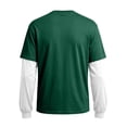 thumbnail image 6 of GrmtClth Shirts for Men Fake Two-Piece Layered Lightweight Contrast Long Sleeve Crewneck Weekend Outdoor Pullover Tees Green S, 6 of 7