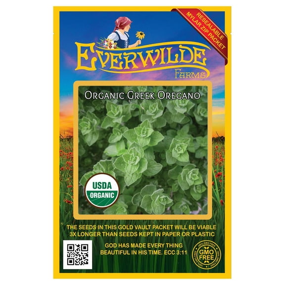 Everwilde Farms - 1000 Organic Greek Oregano Herb Seeds - Gold Vault Jumbo Bulk Seed Packet