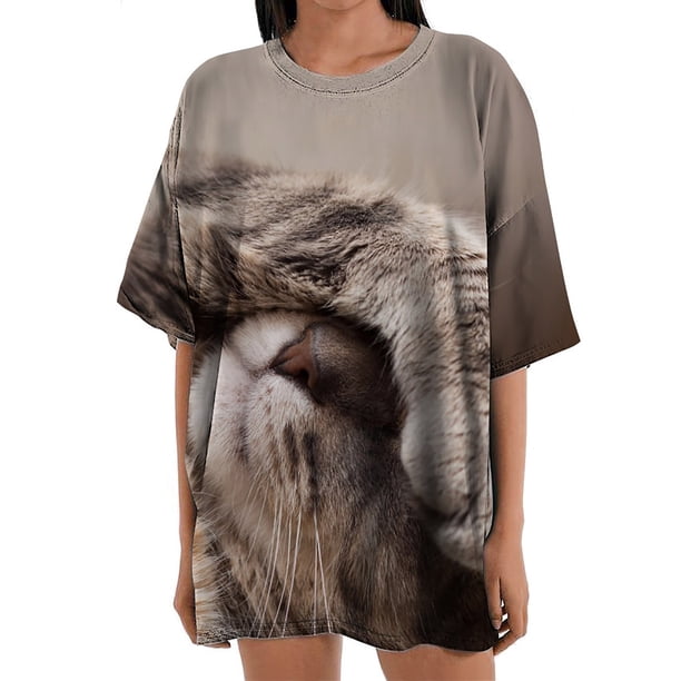 Blusa informal de manga corta con estampado de animales y manga corta para mujer Fridja gope3456