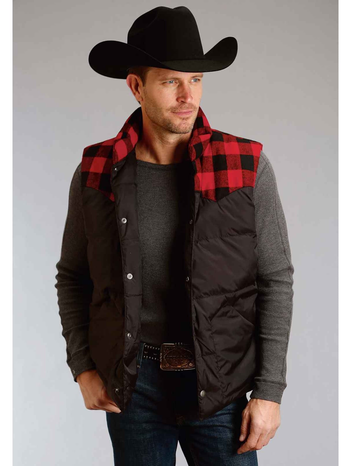Stetson 0541 Nylon Vest W/Wool Blend Buffalo Plaid Yokes