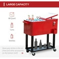 thumbnail image 6 of 80 QT Rolling Cooler with Wheels, Red Outdoor Drink Cooler Cart for Parties, Beach & Tailgating, 6 of 10