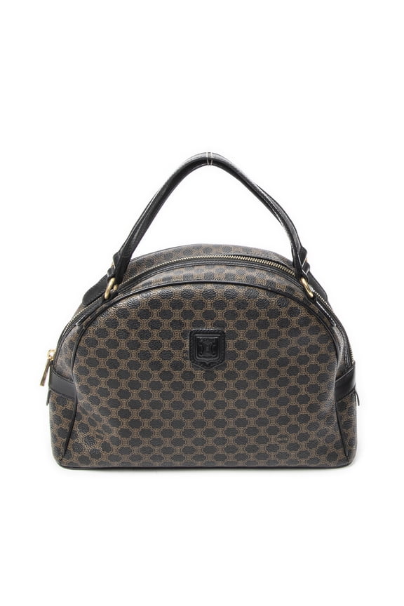 Pre-Owned Celine Black/Brown Vintage Dome Top Handle Handbag Macadam Coated Canvas
