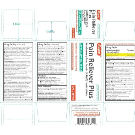 Headache Pain Reliever by Rugby ( Contains an active ingredient of Excedrin) 4-Pack