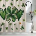 thumbnail image 2 of St Patrick's Day Shower Curtain Set, Waterproof Shower Curtains for Bathroom, Green Lucky Shamrock Love Spring Beige Washable Fabric Cloth Bath Curtain for Bathtub Decoration with Hooks 60x72 Inches, 2 of 9