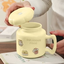 12 Oz Coffee Cup With Lid Novelty Animal Print Decorative Firing Irregular Cup Thick Handle Super Appearance For Family And Friends/ Cartoon Ceramic Mirror Cup Da