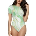 thumbnail image 1 of Fotbe Green And Gold Abstract Marble Body de Mujer con Cuello Redondo y Mangas Cortas, Sin Mangas Ajustado, Suave, Cómodo y Básico-Medium, 1 of 7