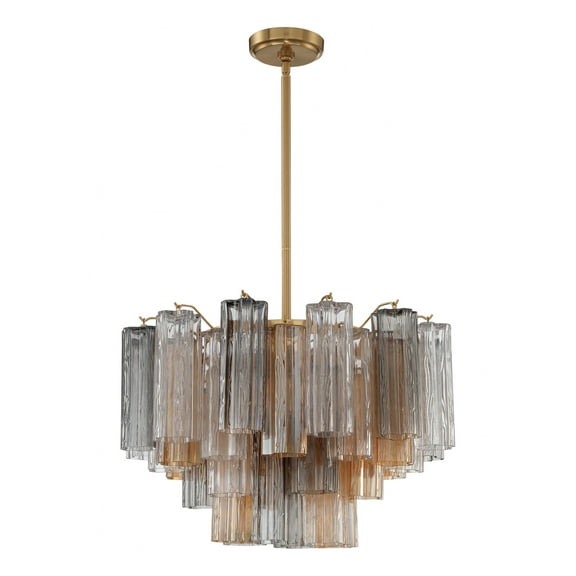 Crystorama Addis 9 Light Aged Brass Chandelier - 22"W x 14.25"H x 22"D