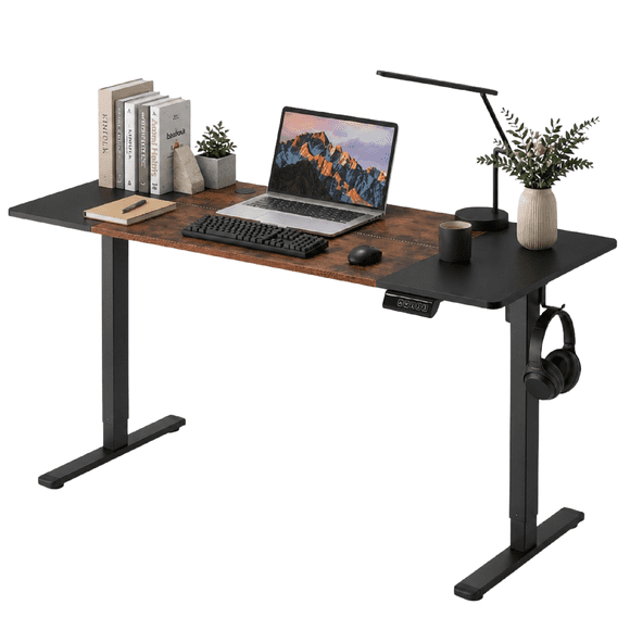 Escritorio Ajustable Titano Perspective Bitono Negro Café 140 cm Estructura Metálica