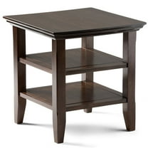 Simpli Home Acadian Wood 19" Square Transitional End Table in Brunette Brown