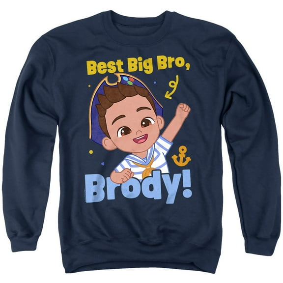 Bebefinn Best Big Bro Brody Unisex Adult Crewneck Sweatshirt, Navy, 5X-Large